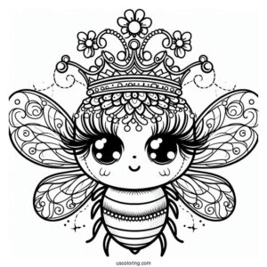 Fabulous Queen Bee Coloring Page With Long Lashes