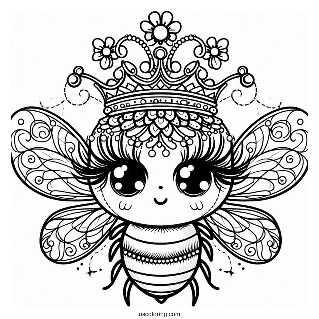 Fabulous Queen Bee Coloring Page With Long Lashes
