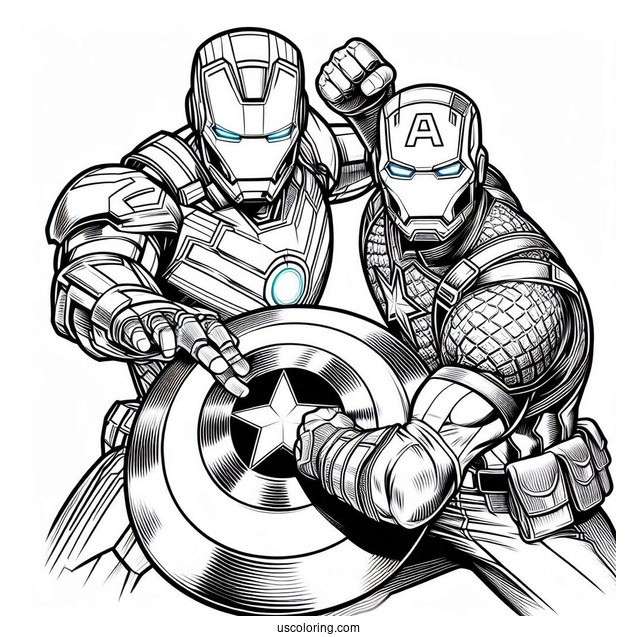 Iron Man Vs Captain America Coloring Sheet