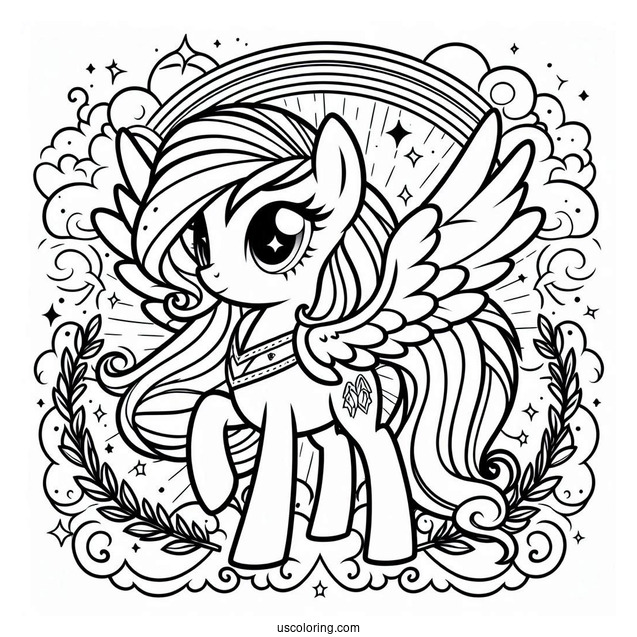 Beautiful Rainbow Dash Coloring Page With Cape And Laurel Wreath