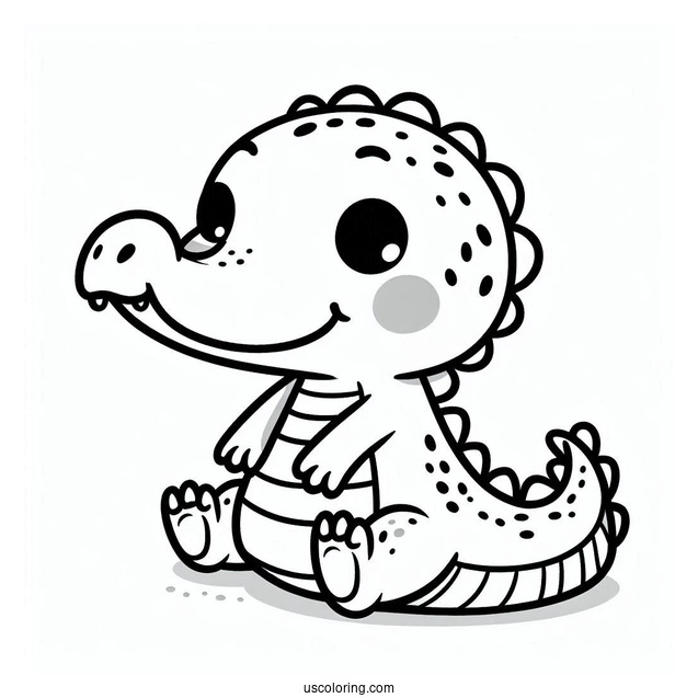 Adorable Baby Crocodile Coloring Page For Toddlers