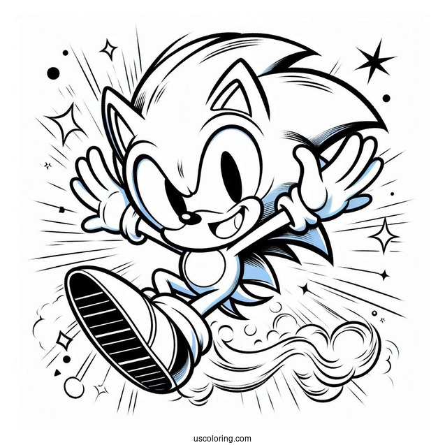 Super Sonic Coloring Page Leaping And Laughing