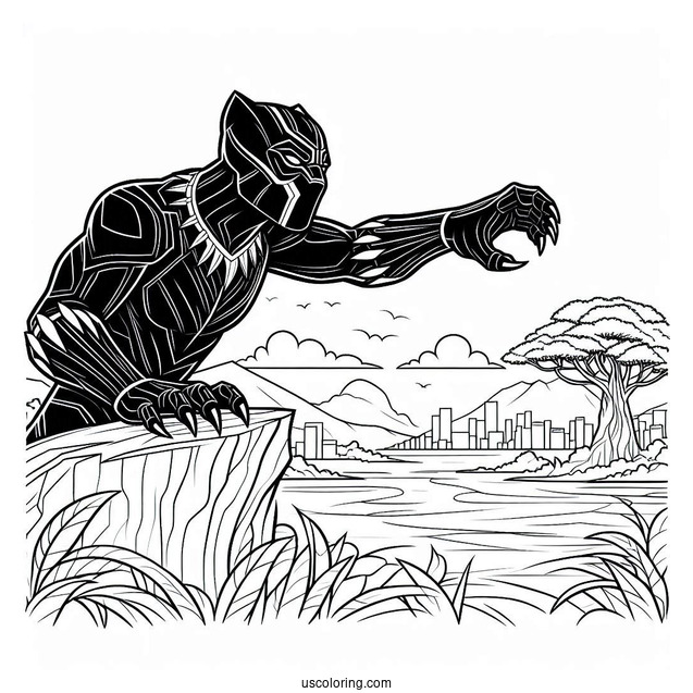 Black Panther Looking Over Wakanda