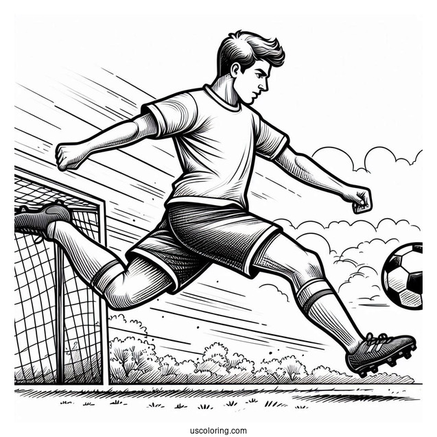 Soccer Player Doing a Header To Color