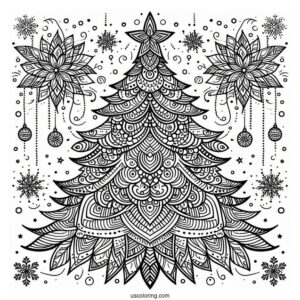 Christmas Tree Mandala Coloring Page