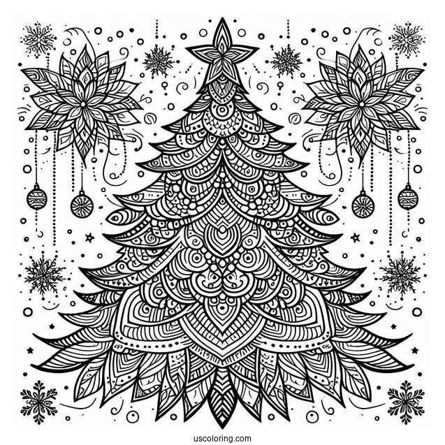 Christmas Tree Mandala Coloring Page