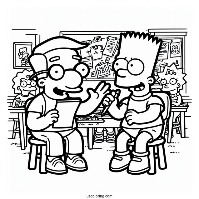 Bart And Milhouse Coloring Page