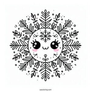 Blushing Snowflake Coloring Page For Kids