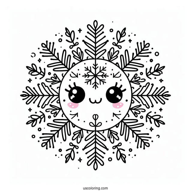 Blushing Snowflake Coloring Page For Kids