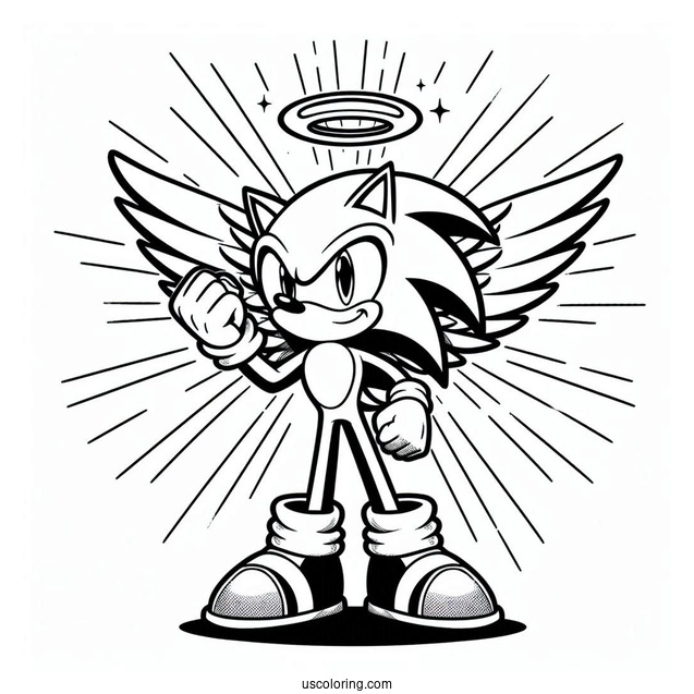 Super Sonic Coloring Page With Fist Up In Angel Island