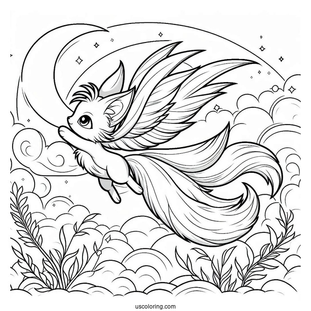 Tails Coloring Page Flying In The Sky