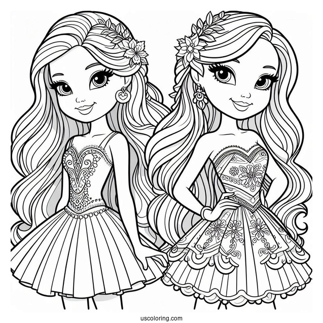 Barbie Version Of Polly Pocket Coloring Page, Shani, And Lila