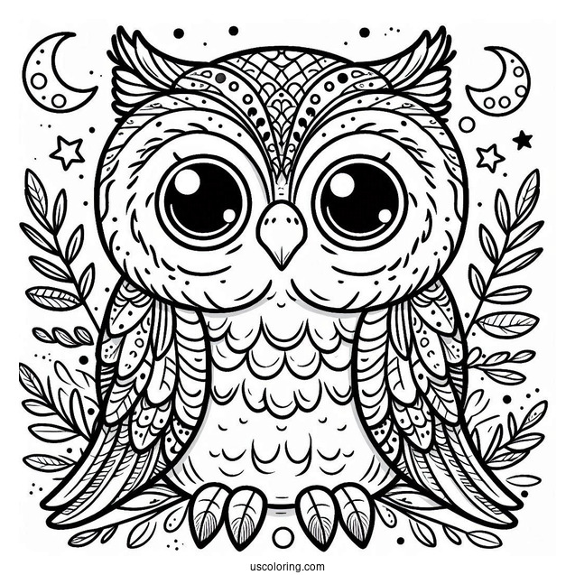 Easy Owl To Color For Preschoolers