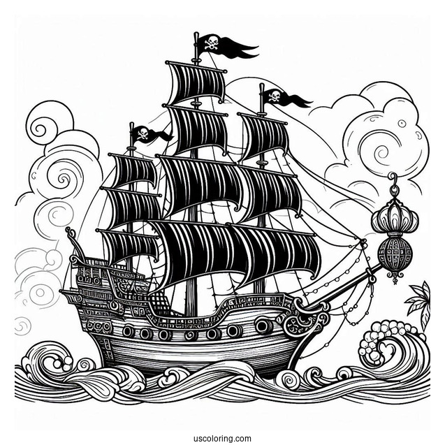 Black Pearl Pirate Ship Coloring Page
