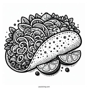 Taco Coloring Page With Lots Of Fillings