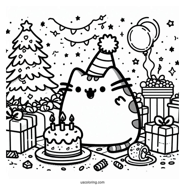 Pusheen Having a Party On NYE