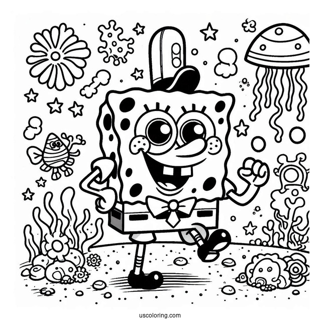 Easy SpongeBob SquarePants Coloring Page For Kids