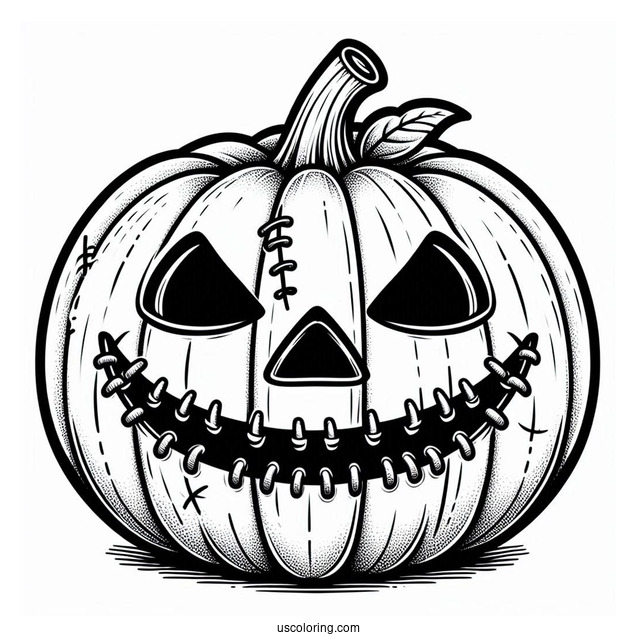 Pumpkin Coloring Page Of Jack O Lantern With Mouth Stitches