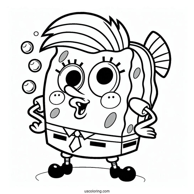 SpongeBob Coloring Page Of Sassy Bubble Bass For Kids