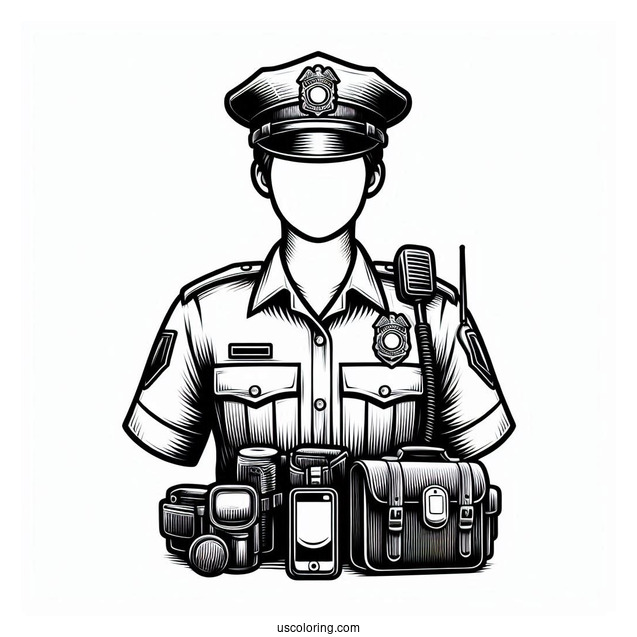 Police Officers Equipment To Color