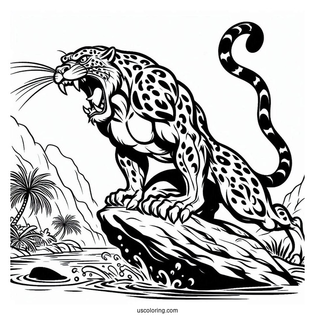 Tarzan Coloring Page Of Sabor The Leopard Roaring