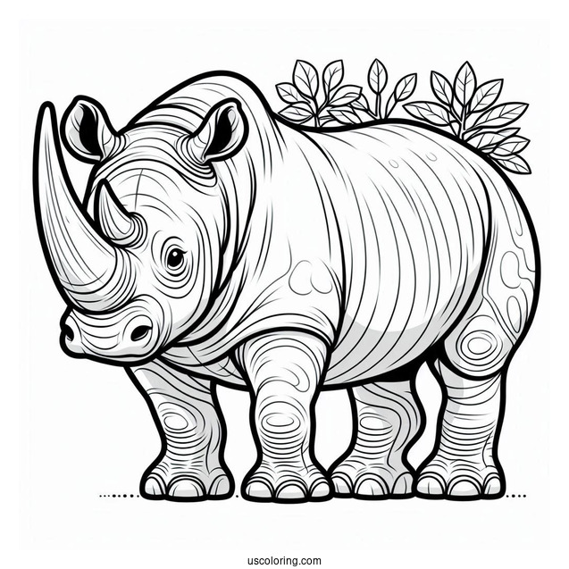 Easy Rhino Coloring Sheet For Kids