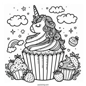 Unicorn Themed Cupcake
