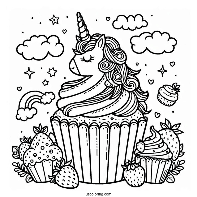 Unicorn Themed Cupcake