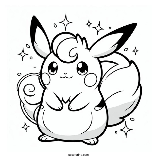 Cute Alolan Raichu Coloring Page For Preschoolers