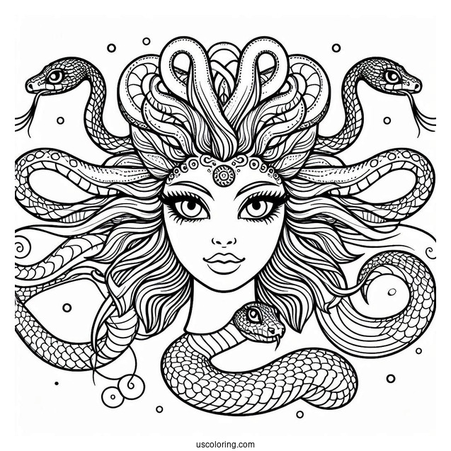 Medusa Coloring Page Snake Mandala