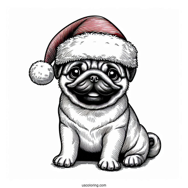 Pug Wearing Santa Hat During Christmas