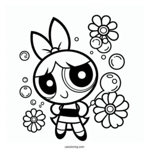 Blossom, Bubbles And Buttercup Coloring Page