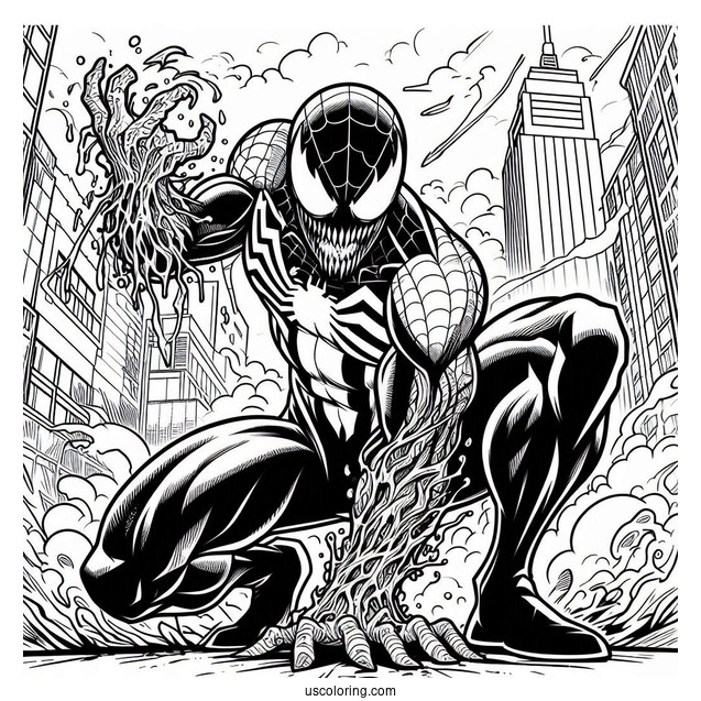 Spider-Man Fighting Carnage Coloring Page