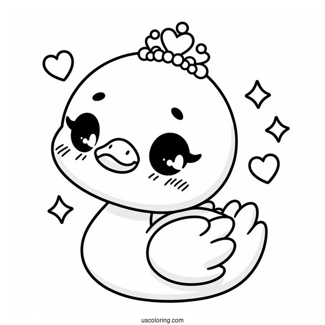 Kawaii Swan Coloring Page For Preschoolers