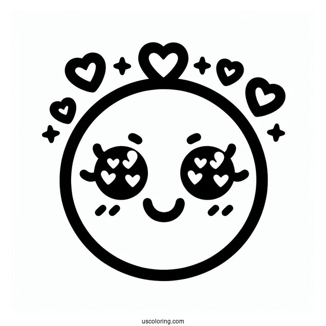 Smiling Face With Hearts Emoji Coloring Page For Preschoolers