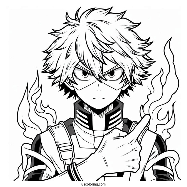 My Hero Academia Coloring Page Of Shouto Todoroki For Kids