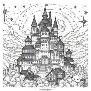 Studio Ghibli Coloring Page of Castle In The Sky