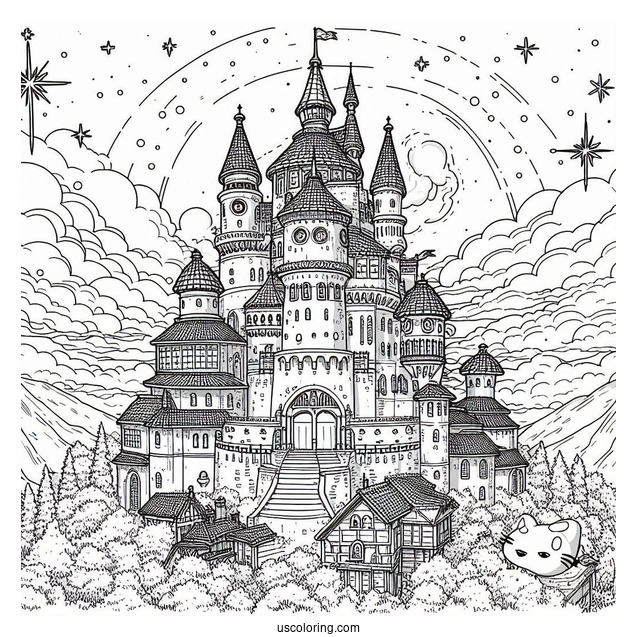 Studio Ghibli Coloring Page of Castle In The Sky