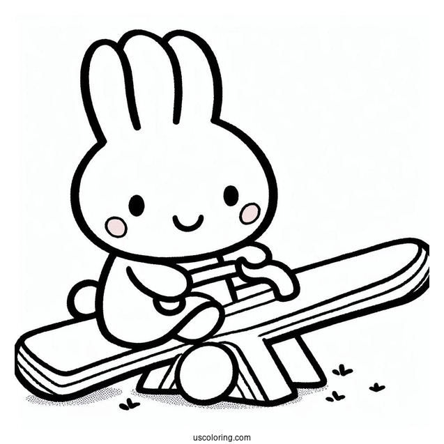 Miffy Coloring Page Of Melanie On A Seesaw For Kids