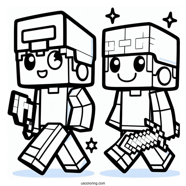 Cute Kawaii Minecraft Steve For Coloring