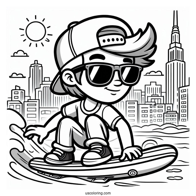 Subway Surfers Coloring Page Jake In Sunglasses For Kids