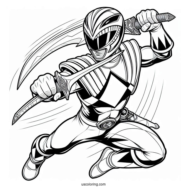 Coloring Sheet Of Power Ranger In Fighting Mode
