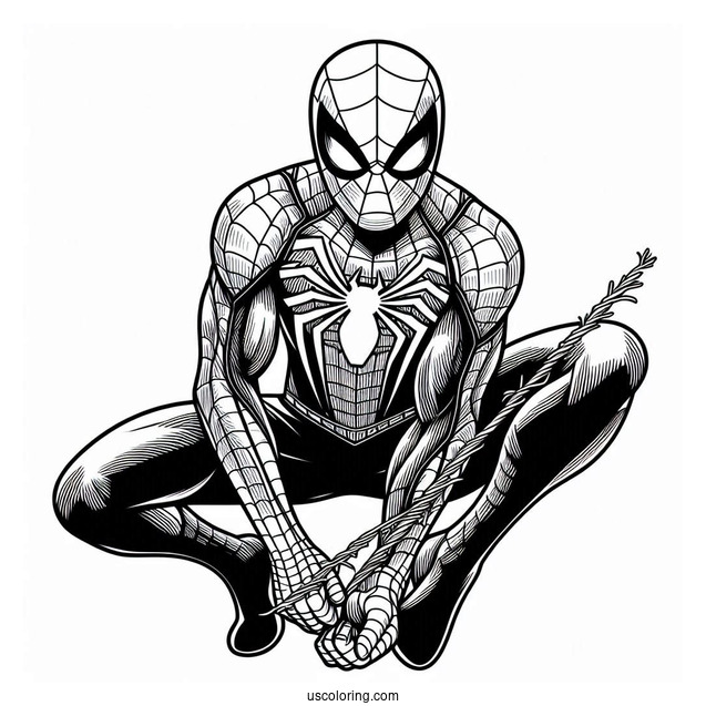 Spider-Man In Web Suit To Color