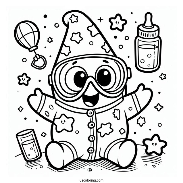 Patrick Star Coloring Page In Onesie And Goggles
