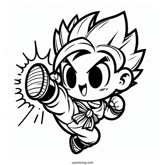 Dragon Ball Z Coloring Page Of Kawaii Chiaotzu High Kick Dragon Ball Z For Kids