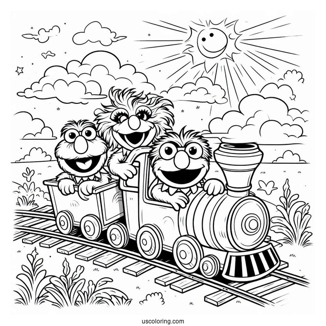 Baby Muppets Coloring Page Of Riding The Train