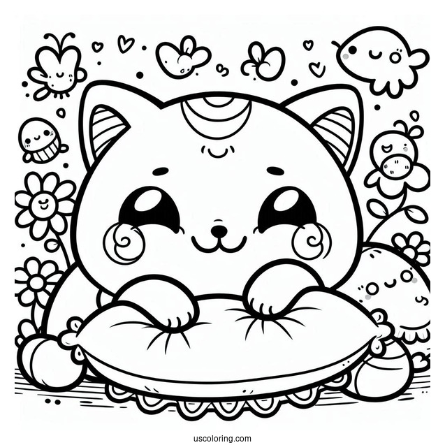 Smiling Critters Coloring Page Of Easy Grinning CatNap For Kids