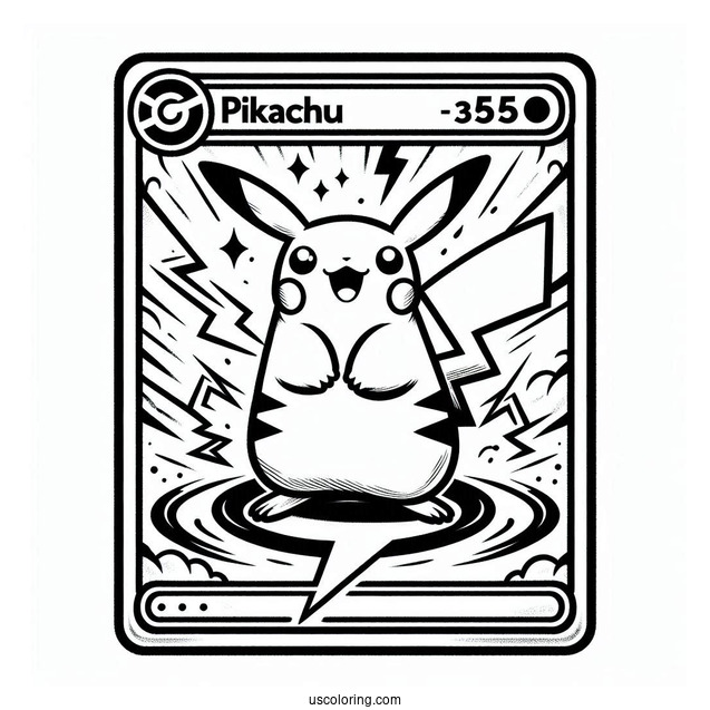 Pikachu Thunder Jolt Pokemon Card Coloring Page