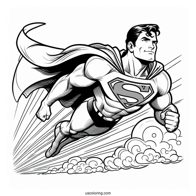 Flying Superman Coloring Page