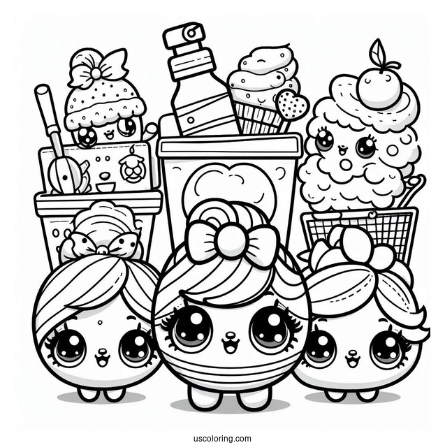 Coloring Sheet Of Shoppies With Their Shopkins